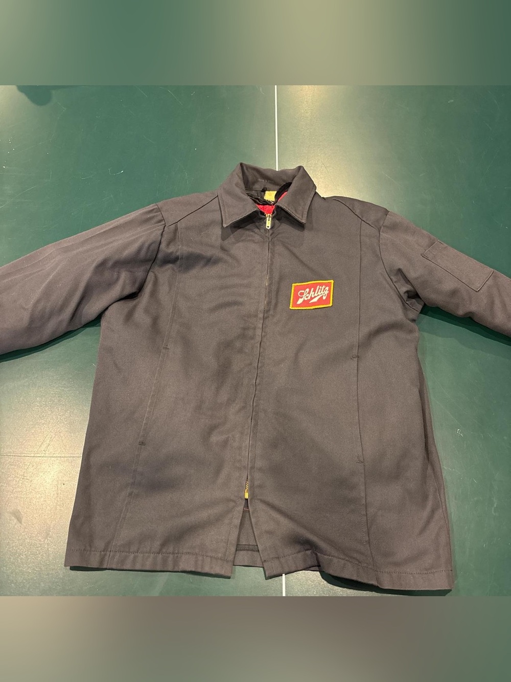 Schlitz Logo Work Jacket - Dark Gray with Red Patch